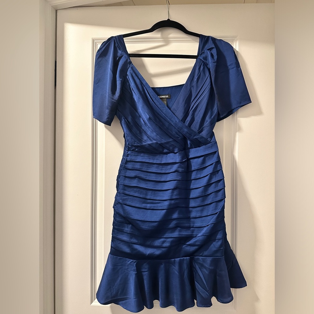 EXPRESS - Navy Silk Ruffle Dress